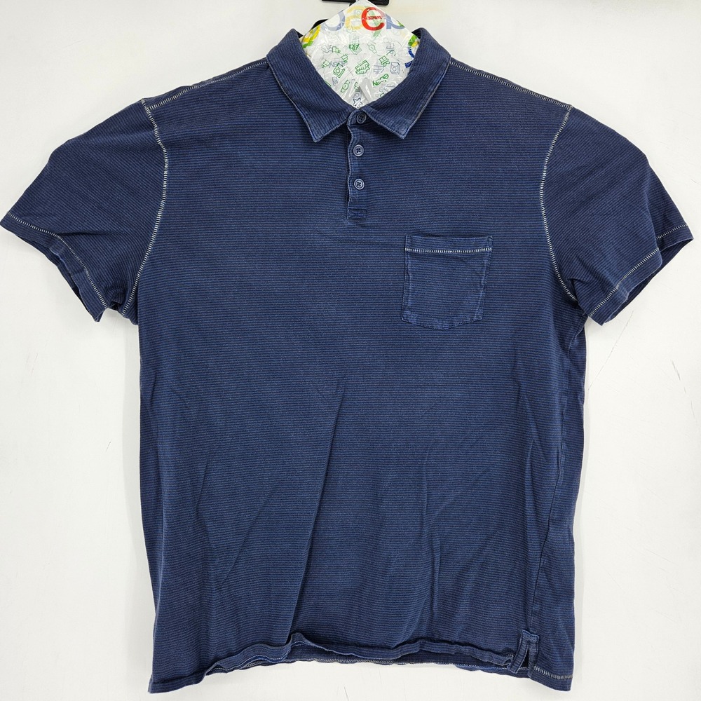 John Varvatos USA Shirt‎ Mens XL Polo Blue Short Sleeve Casual Preppy